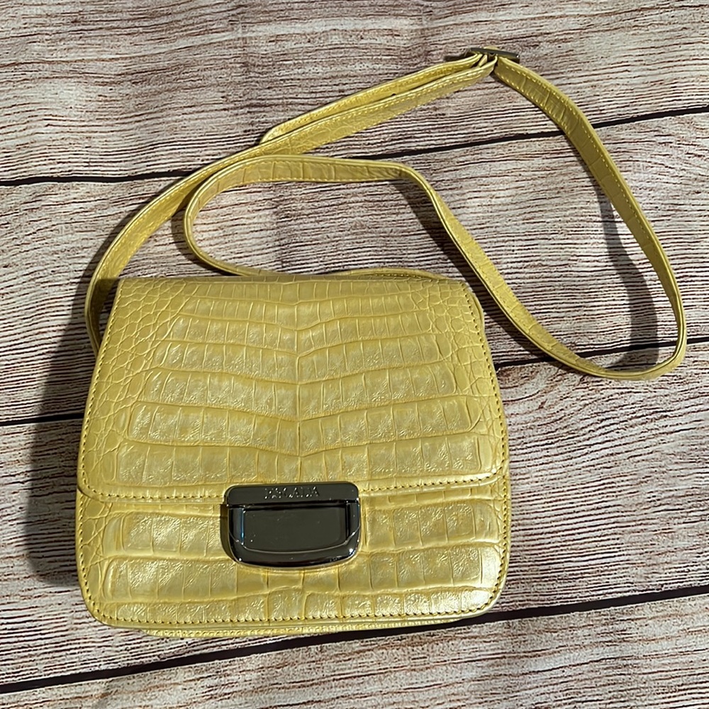 Escada yellow crocodile shoulder bag